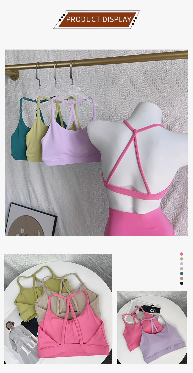 Sommer Damen Fitness Sport Weste Hochintensives Triangel-Design Schöner Rücken Stoßfest Atmungsaktiv Pilates Lauf- und Freizeit-Tanktop – Detail 8