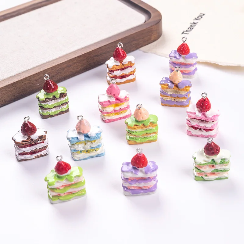 10Pcs Resin 3D Pastry Charm Kawaii Foodie Jewelry Finding for DIY Craft Keychain Phone Strap & Purse Accessory - view 2
