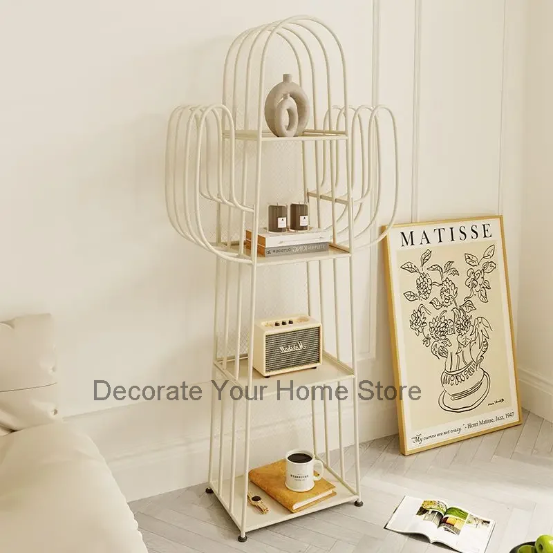 Creative Art Bookshelf Home Furnishing Picture Book Rack Cactus Iron Multi-layer Storage Cabinet simple Floor Shelves