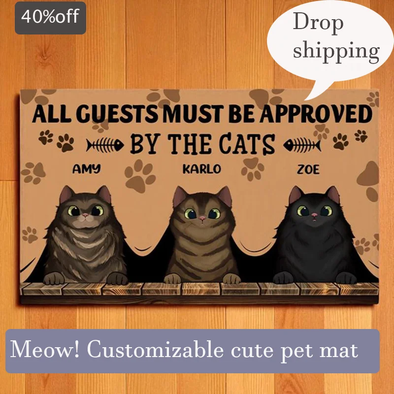 พรมเช็ดเท้าสำหรับสัตว์เลี้ยงแบบกำหนดเอง สำหรับใช้งานกลางแจ้ง กันน้ำ พร้อมรูปภาพสัตว์เลี้ยง ข้อความ และชื่อ วัสดุคุณภาพสูง ทนทาน ทำความสะอาดง่าย ดูดซับน้ำได้ดี สำหรับใช้ในบ้าน