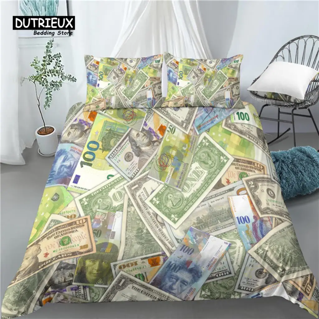 

Home Living Luxury 3D Money Print 2/3Pcs Comfortable Duvet Cover PillowCase Bedding Sets Queen and King EU/US/AU Size