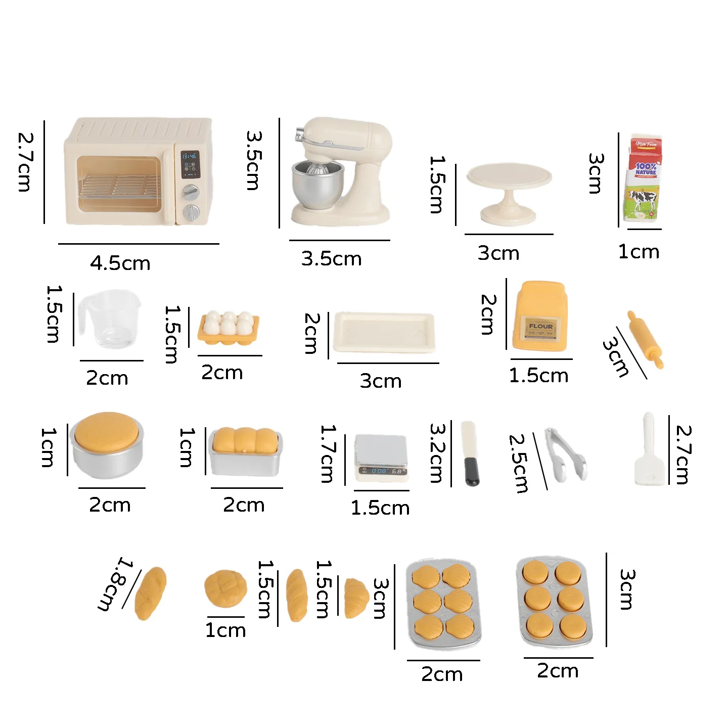 Mini Baking Pretend Play Set, Dollhouse Kitchen Miniature Oven Mixer Simulation Food Toy Toddler Role Play Gift for Boys Girls view 3