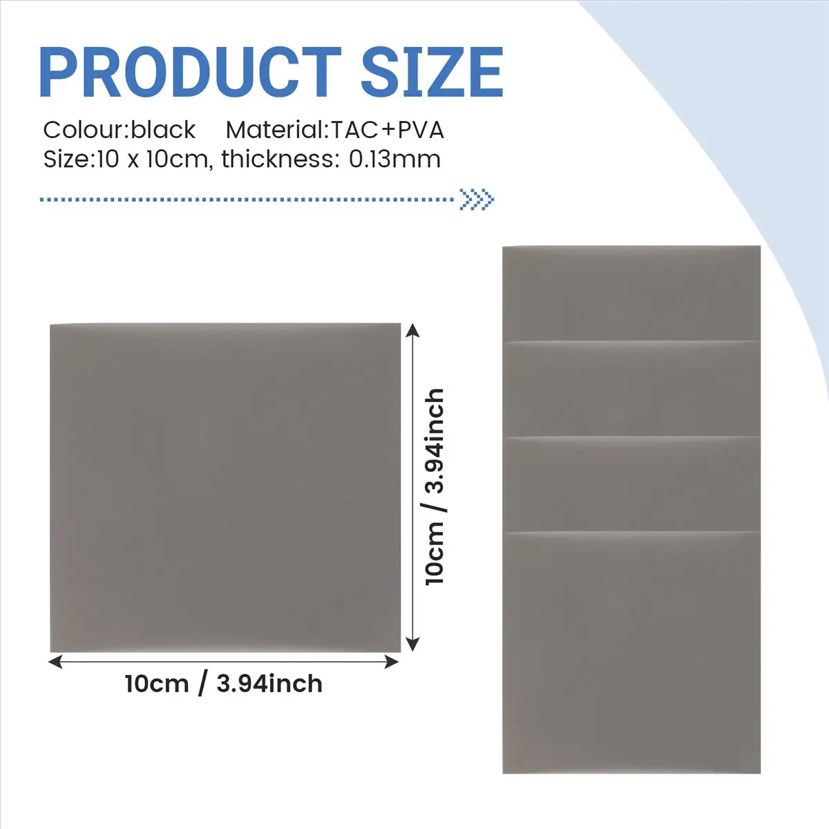 Linear Polarizer Film LCD/LED Polarized Filter Polarizing Film for Polarization Photograph 10X10cm ,5PCS No Adhesive