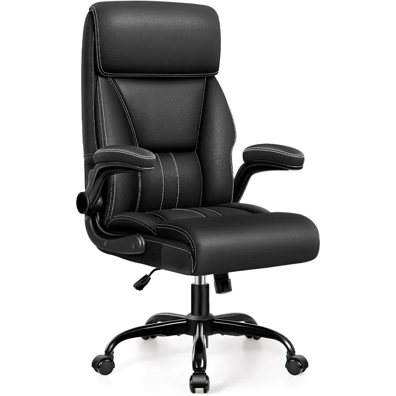 

Office Chair, Executive Leather Chair Ergonomic Home Office Desk Chairs, High Back Lumbar Support Computer Chair