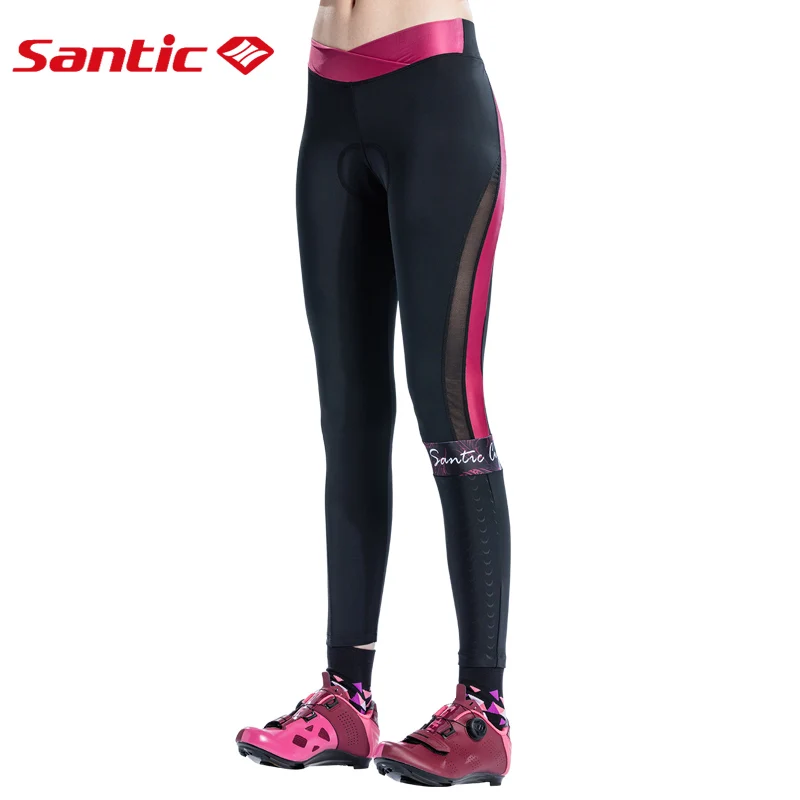 Santic Women's Cycling Long Pants Spring Summer Padded MTB Road Riding Biking Tights Outdoor Reflective Bicycle Sport Trousers