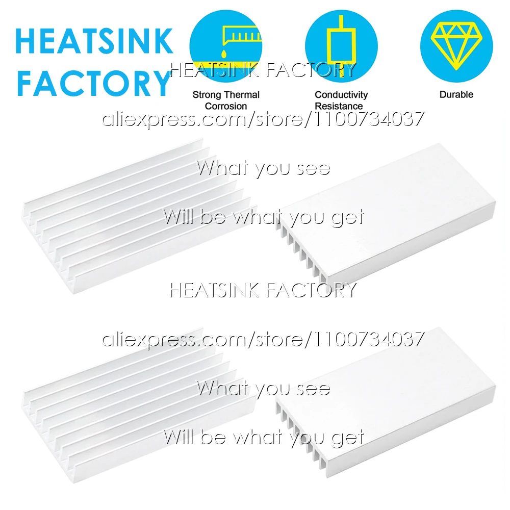 60x30x8mm Silver Aluminum Heatsink Cooling Radiator for Electronic IC Chip MOS RAM AMD CPU LED Cooler Heat Dissipation