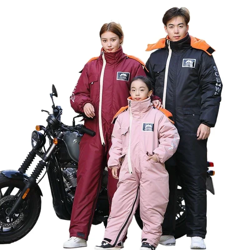 Winter Women Waterproof Electric Car with Fleece Integrated Motorcycle Zipper Clothing Motorcycle Riding Clothing for Men