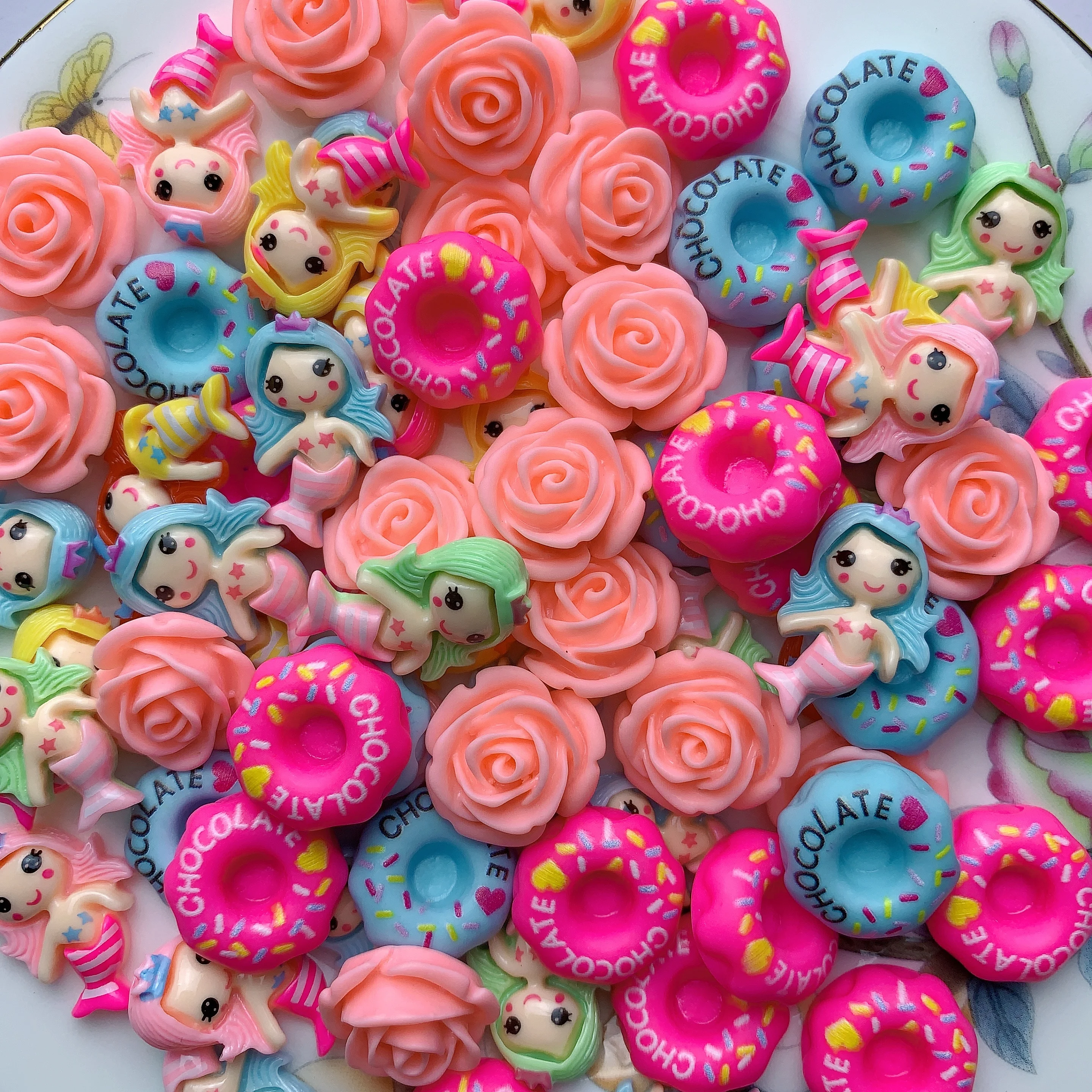 25 Pcs/Bag Mixed Style Resin Nail Art Phone Case Hairpin random DIY accessories universal sticker cloth decoration handmade cool