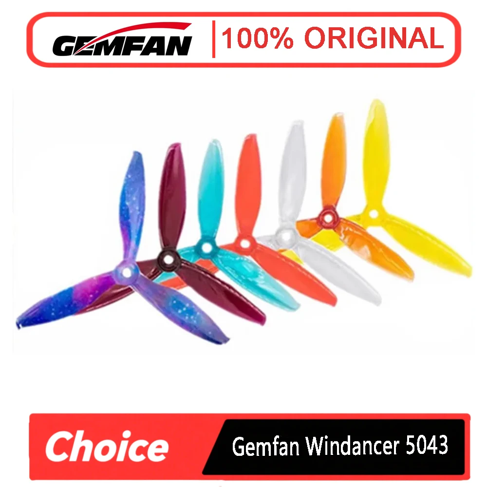 2쌍의 Gemfan Windancer 5043 (T5043C) 프로펠러 - 5x4.3인치 PC 3-블레이드 (CW&CCW), FPV 레이싱 프리스타일 드론용