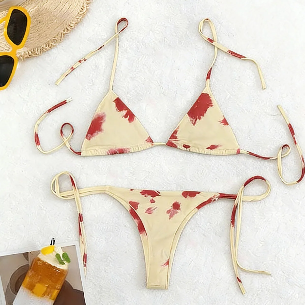 Tie Dye Fashion Three Point Split Two Piece Suit American Trend Gothic Summer Aesthetic Joker Casual Beach Holiday Spice Bikini