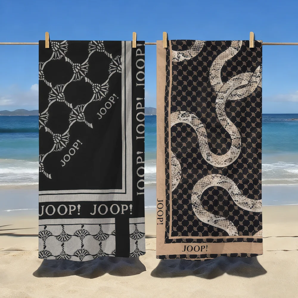 Toalla con logotipo de marca J-Joop-S, toalla deportiva de secado rápido para viajes, equipo de acampada, toalla de playa grande, suave, ligera y a prueba de arena
