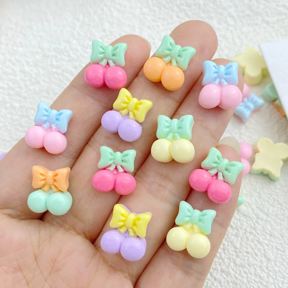 30Pcs Cute Mini Colored Fruit Cherry Nail Art Resin Designer Charms DIY Craft For Nail 3D Decorations Jewelry