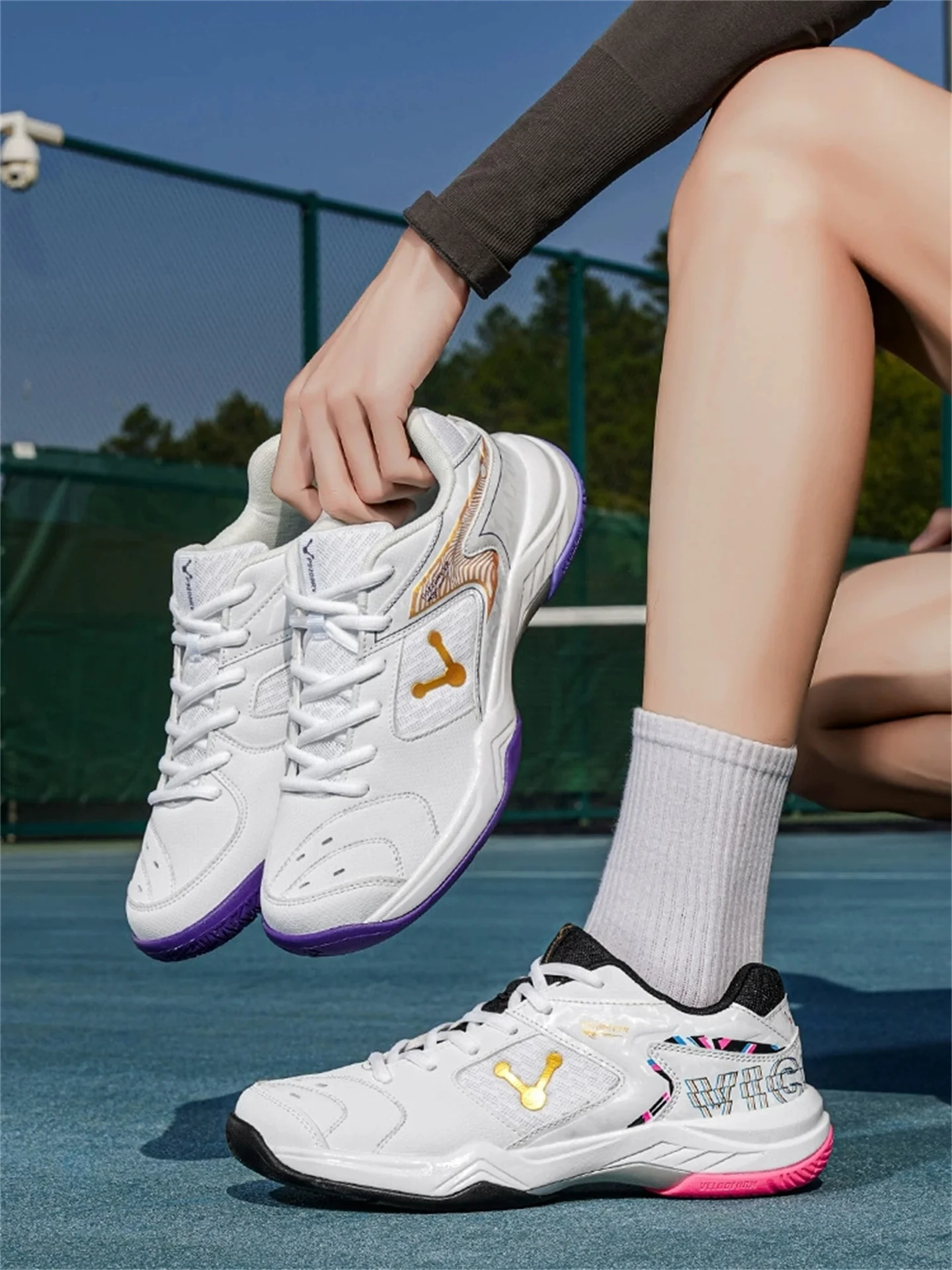 Pickleball/Badminton/Tennis Shoes - Couple's Responsive Cushioning, Stability, Anti-Torsion, Arch Support Training Sneakers
