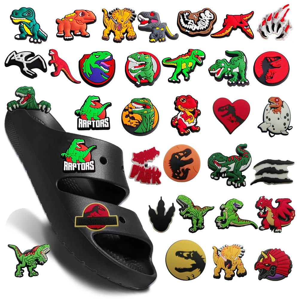 11-100Pcs Jurassic World Shoes Charms PVC Shoe Bag DIY Charm Accessories Used for Various Cave Derivatives Boy Girl Party Gift ﻿