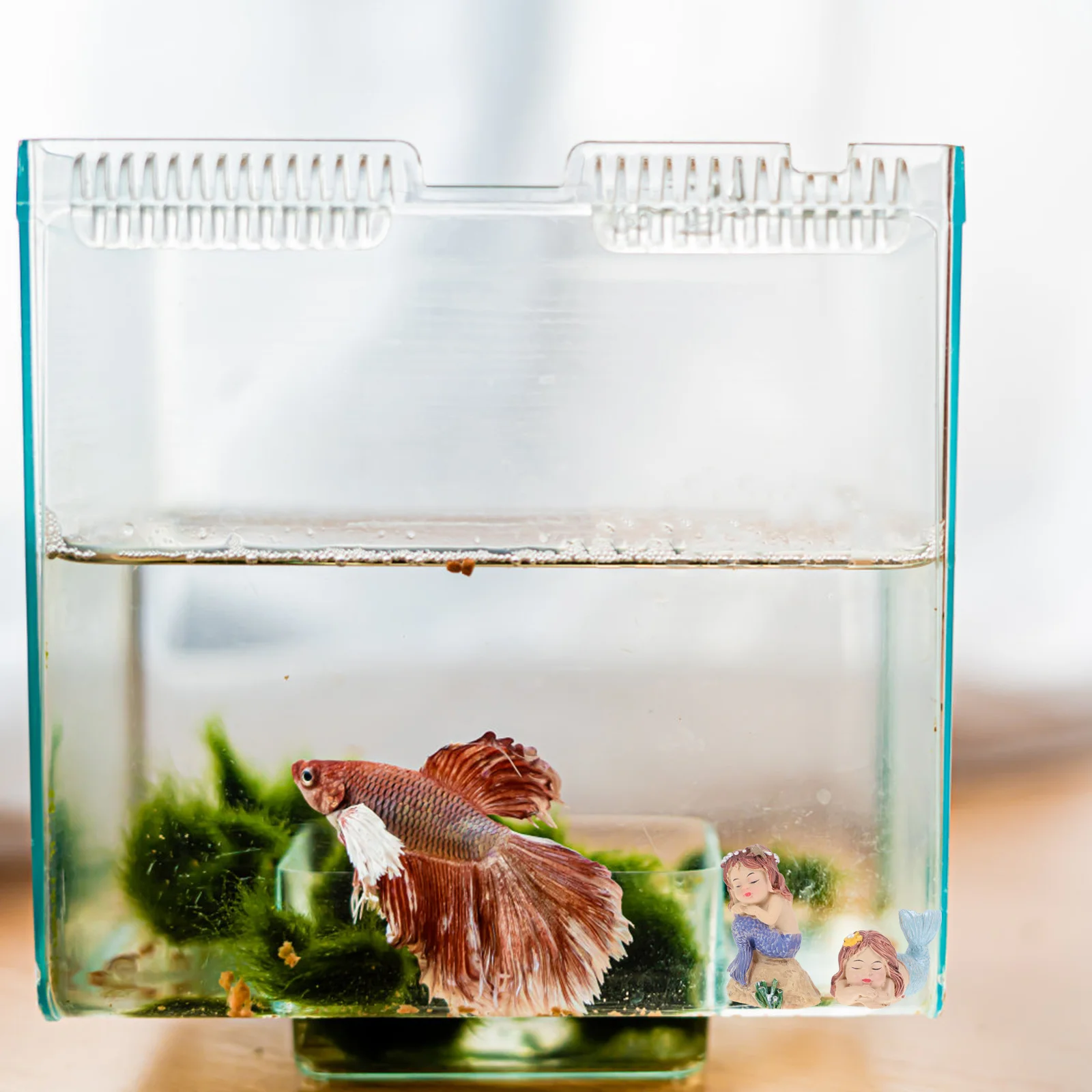 

2Pcs Resin Mermaid Sculptures Exquisite Details Fish Tank Landscaping Decorations Safe Nonpolluting Water Quality