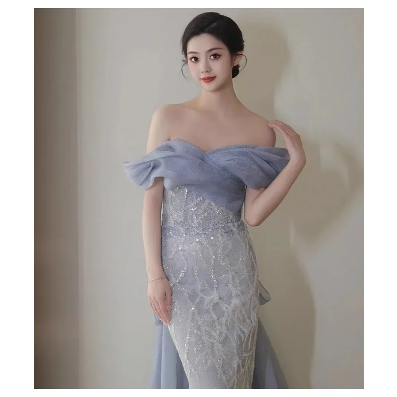Вечерние платья русалки с открытыми плечами, новинка 2025 года, блестящие кружевные свадебные платья Abendkleider, вечерние длинные платья для выпускного вечера по индивидуальному заказу