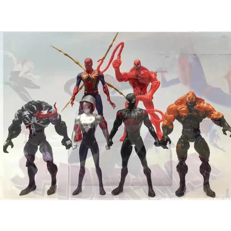 17CM Jointed Avengers Iron Spider-Man Venom Carnage Gwen Statue Action Figurine Desk Collectible Anime Model Toys Figures Gift