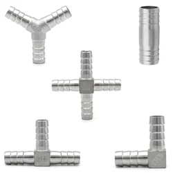 Hose Barb 304 Stainless Steel T L Y Type Cross Three Way 6 8 10 12 14 15 16 19 20 25 32mm Pipe Fitting Connector Hose Tail Barb