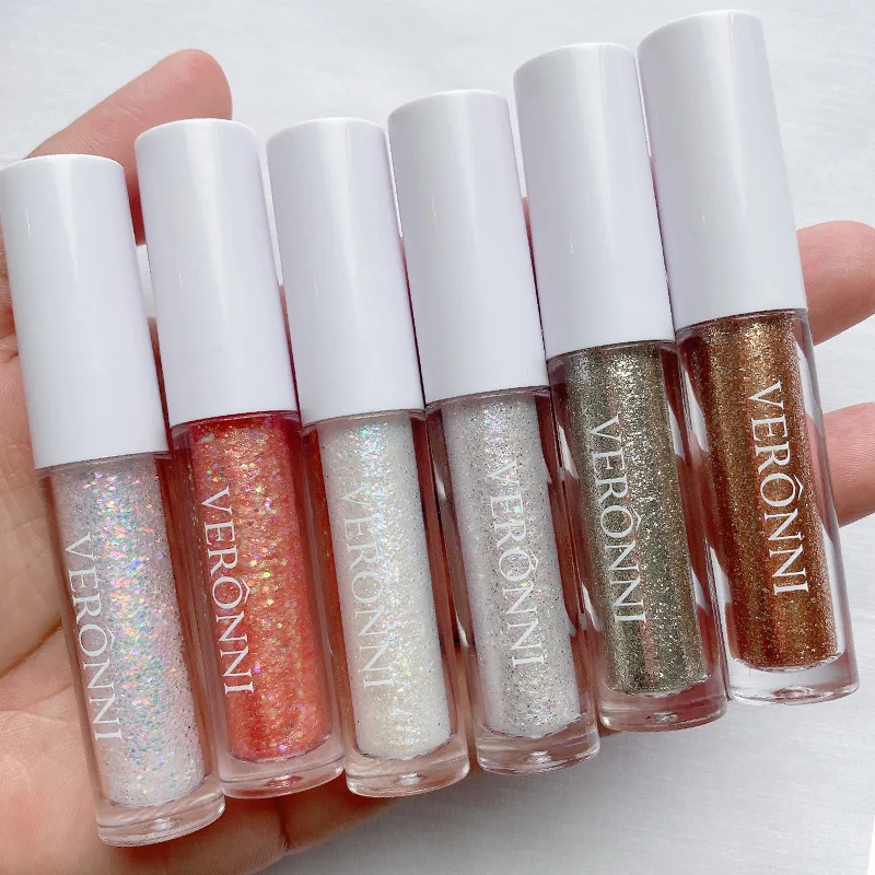 Resaltador de brillo de 6 colores, sombra de ojos líquida, delineador de ojos duradero, resistente al agua, brillo dorado, Maquillaje, herramienta de belleza, cosméticos