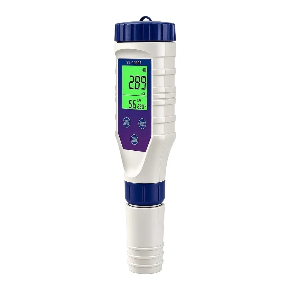 Rechargeable 5-in-1 Water Quality Tester PH Salt Temperature Meter IP67 Waterproof LCD Display For Pool Aquarium Drinking