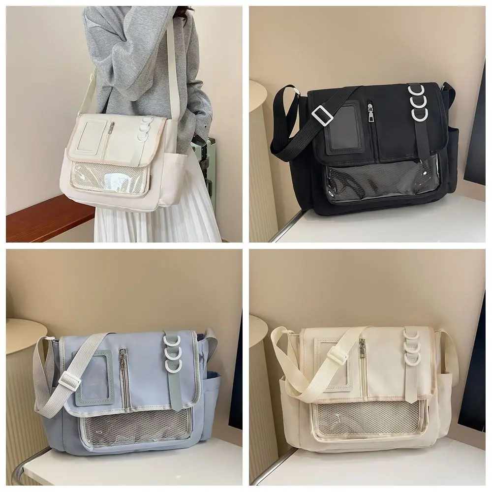 

Zipper Bag Solid Color Itabag Nylon Cotton Doll Bag Transparent Bags Idol Merchandise Storage Wallet Shoulder Bag Small Item Bag