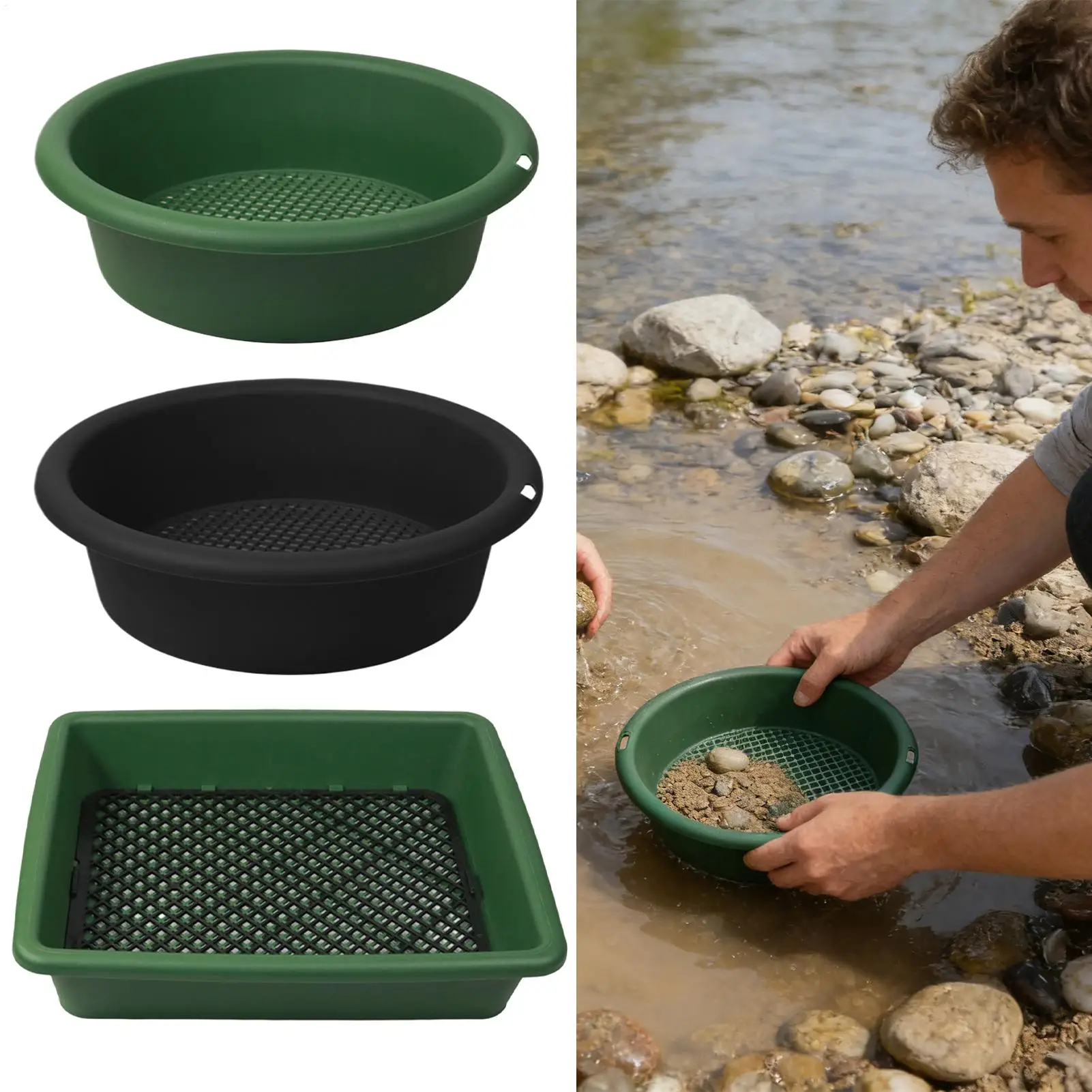 Sifter for Rocks Rustproof Pellet Sifter Mesh Screen Gold Prospecting Pan for Prospecting Mining Gardening Potted Plants Soil view 6