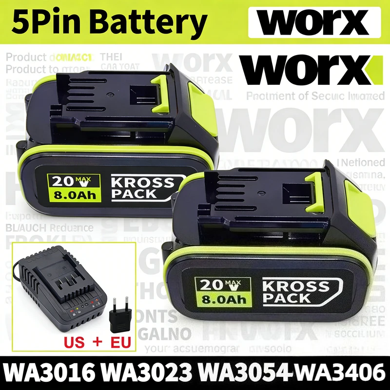 

For Original Worx 20V 6Ah 8Ah Lithium Battery FOR WORX 18V 20V WA3016 WA3023 WA3054 WA3027 WA3406 WU279 WU294 WU362 WU388 WU629