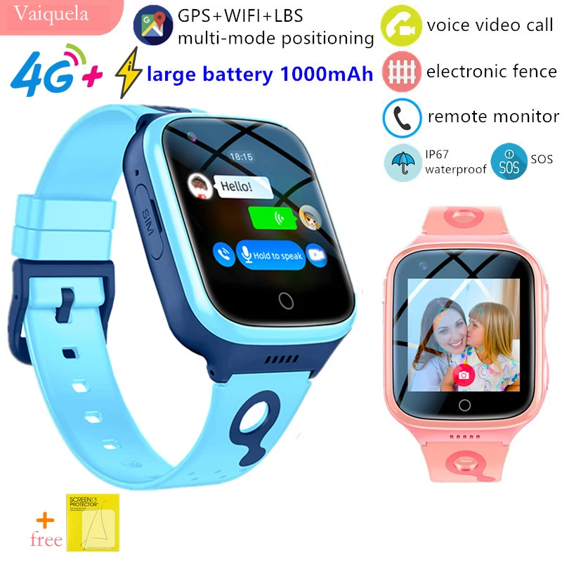 Nieuwe 4G Kinderen Slimme Horloge Telefoon Waterdichte Video Call Sos Gps Lbs Wifi Locatie Tracker Remote Monitor Kinderen Horloges relogio