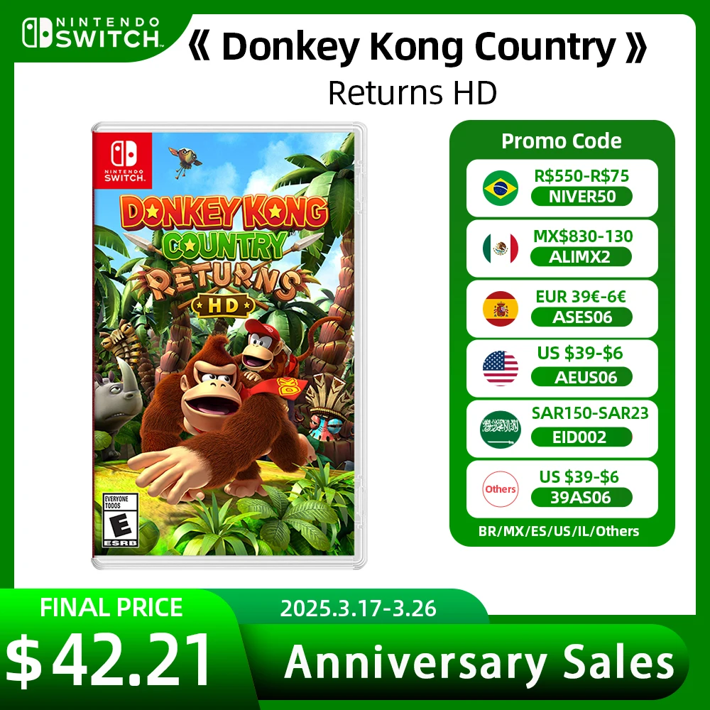 Donkey Kong Country Returns HD Nintendo Switch Game Deals 100% Original Physical Cartridge Game Card Support TV Tabletop