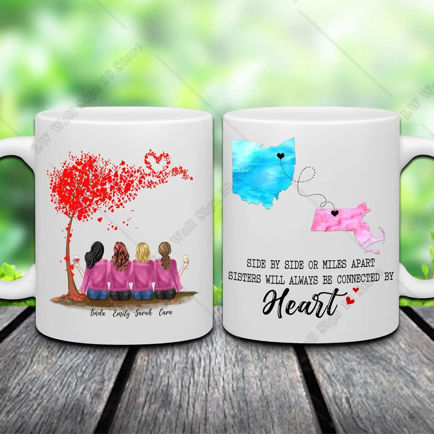 Custom Long Distance Friendship Mug (4 Women) Personalized Going Away Gift for Sister Best Friend Custom Sister Gift Mug