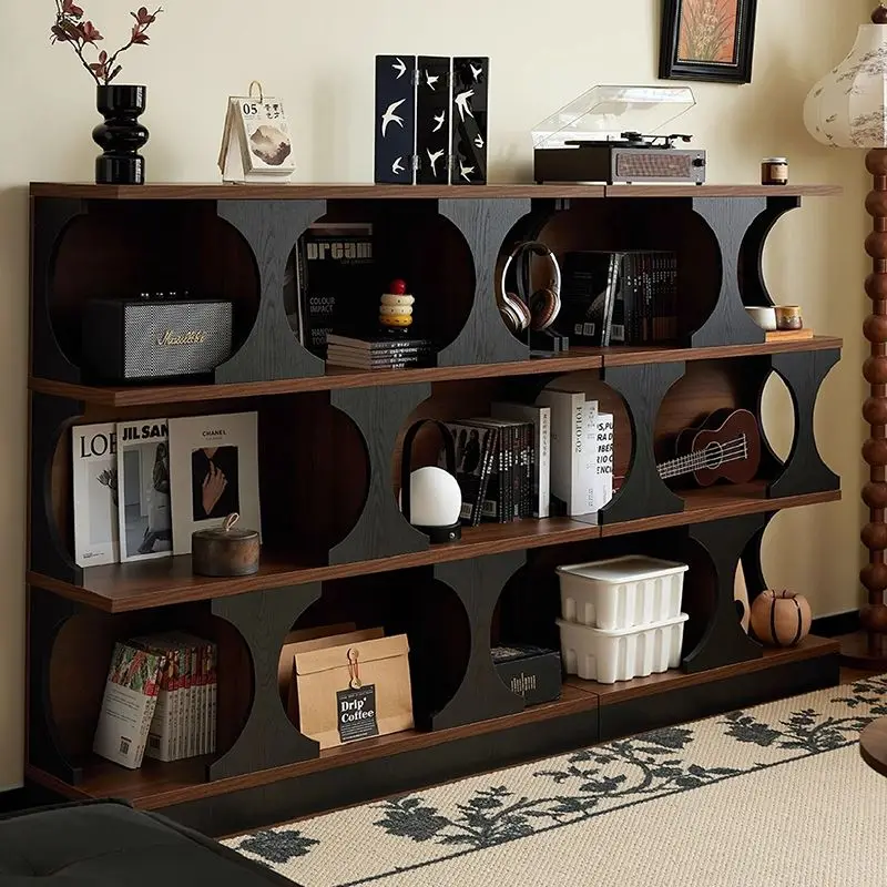 Vintage Bookcase 16mm Solid Wood Particle Board Floor Standing Storage Shelf Retro Home Furniture for Living Room Study Corner
