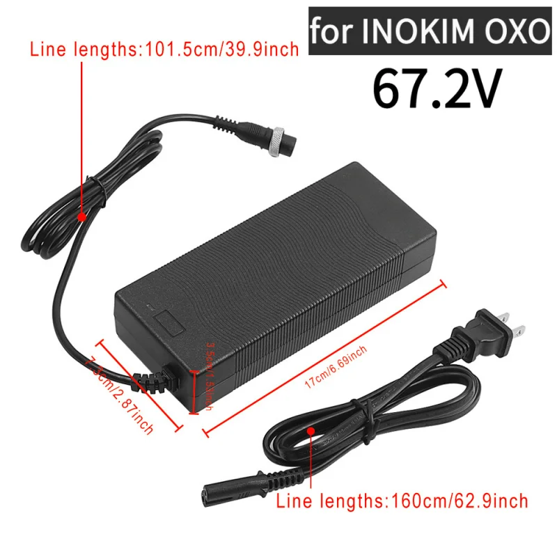 

Зарядное устройство 67,2 В, стандартное зарядное устройство для литий-ионного аккумулятора GX16, 3-контактный разъем, адаптер питания для электрического скутера INOKIM OXO