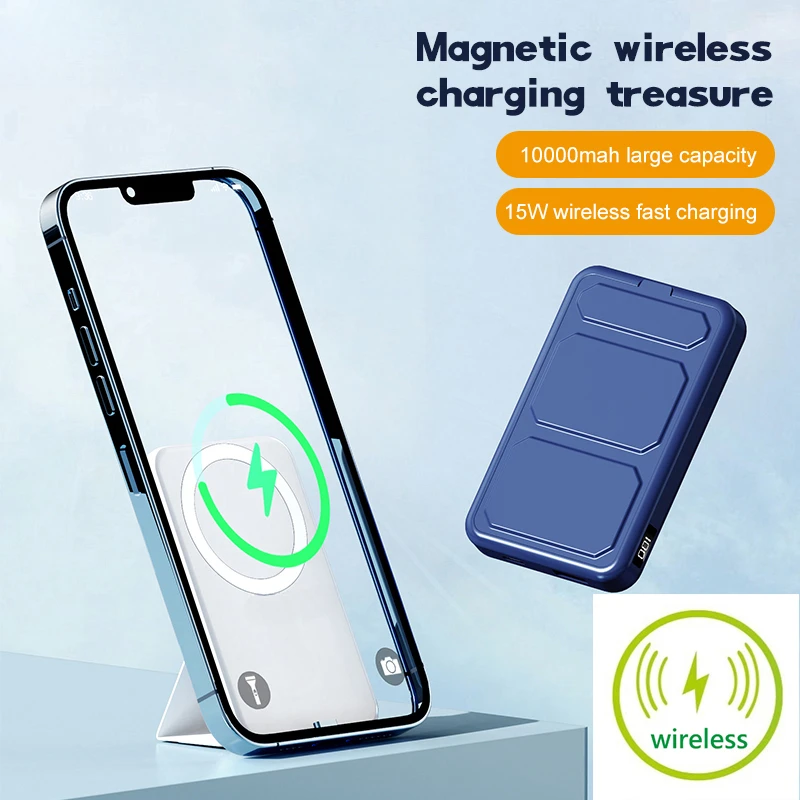 Magnetic Wireless Portable Powerbank With Stand Macsafe Power Bank 10000mAh For iphone 15 14 13 12 Pro External Battery Charger