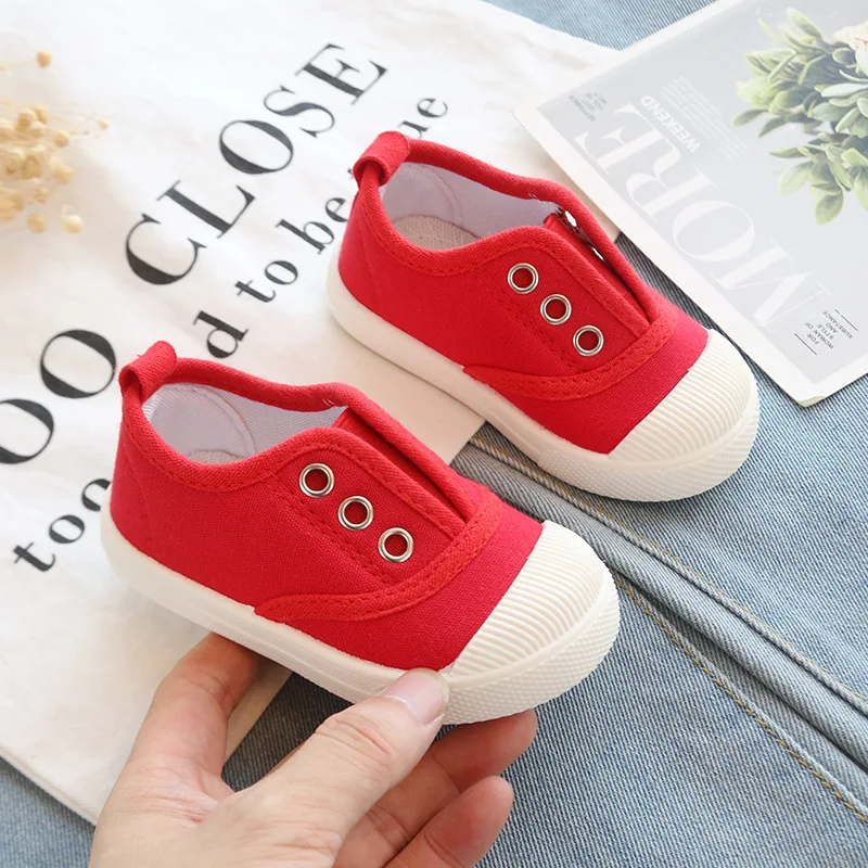 Zapatos de lona para niños y niñas, zapatillas deportivas de tenis con cordones, informales, color rojo y amarillo