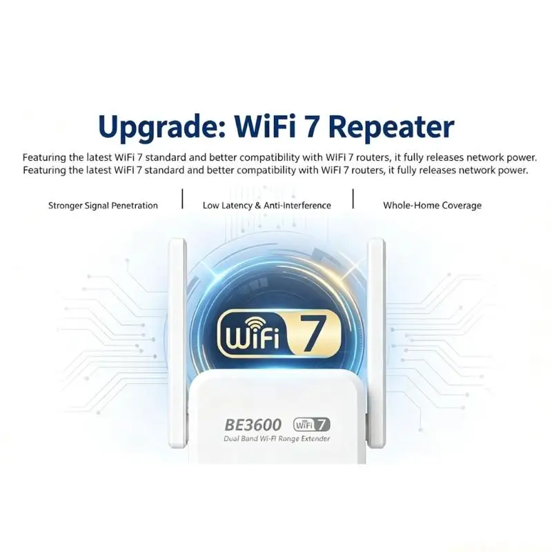 BE3600 WiFi Coverage Extender Device WIFI7 for Broad Household Wireless Reach