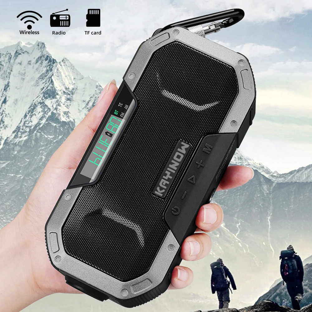 Solar Hand Crank Radio Emergency Weather 5000mAh Power Bank Charger Flash Light SOS Alarm Compass Radio