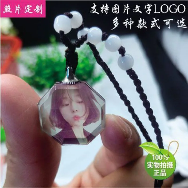 

Personalized DIY Photo Custom Crystal Necklace Men and Women Couple Necklace Pendant Birthday Gift for Girlfriend