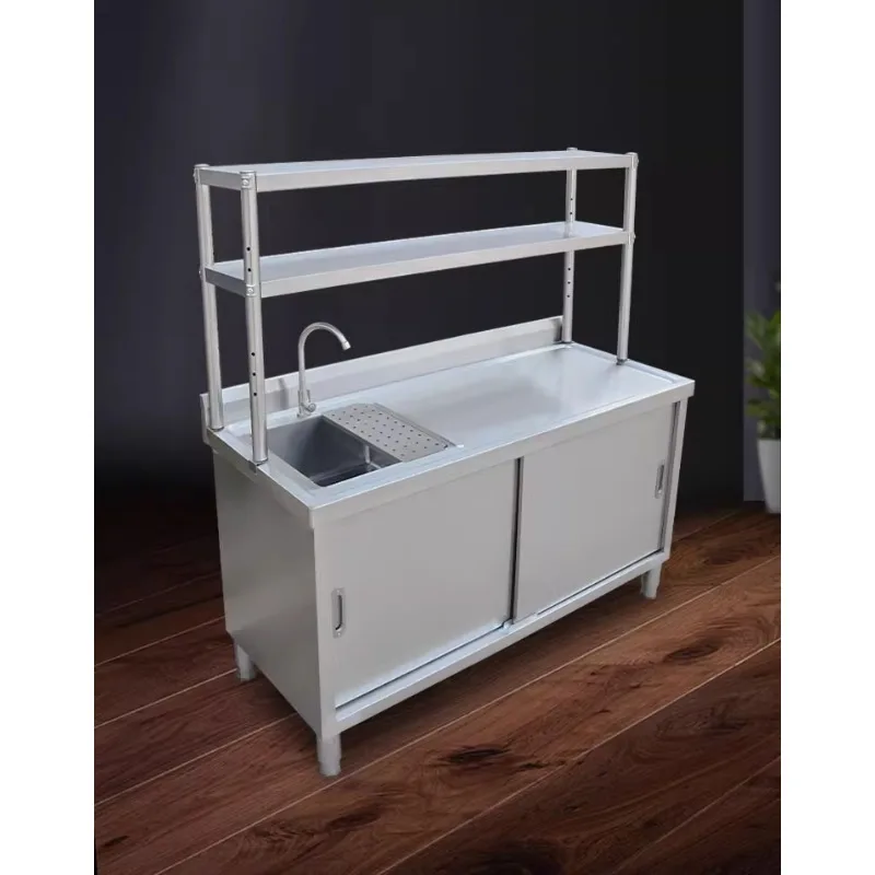 

Fruit shop fruit cutting table stainless steel workbench sink garbage port vegetable sink stove commercial household