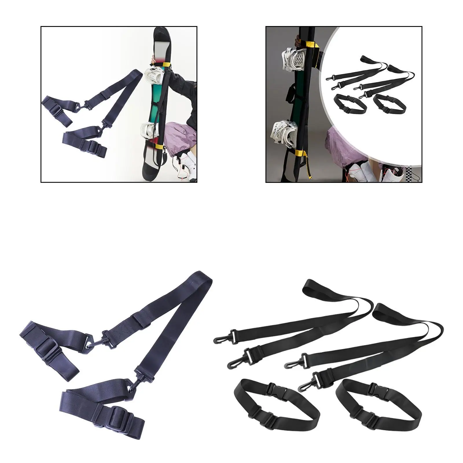 Nylon Ski Straps for Carrying Snowboard Shoulder Lash Handle Strap Adjustable Ski Pole Carrier for Outdoor Sports