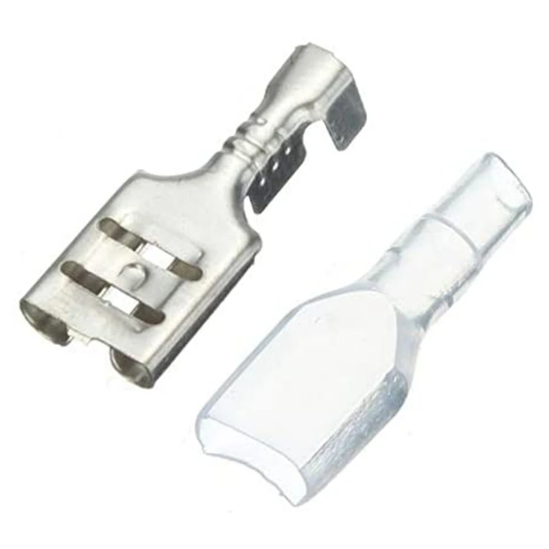 120Pcs 2.8Mm 4.8Mm 6.3Mm Crimp Insulating Terminals Silver Transparent Female Spade Connectors Sleeve Kit