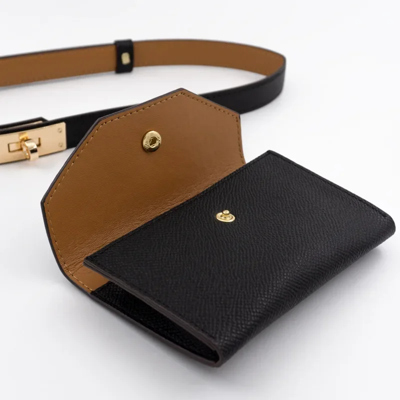 2023 New Design Real Leather Waist Bag Belt for Women Fine Decorative Small Belt Bag Accessories