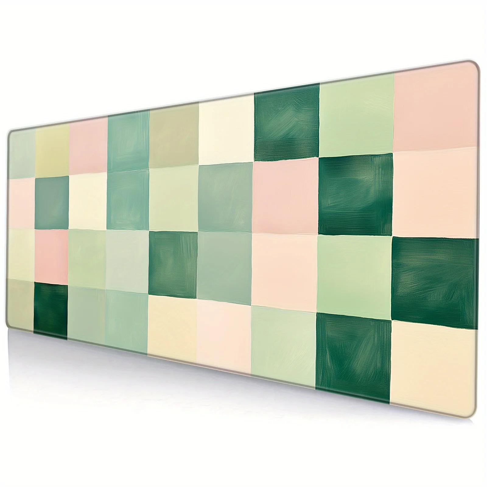 Retro Checkered Desk Mat Large Washable Non-Slip Mouse Pad Rubber Keyboard Mat