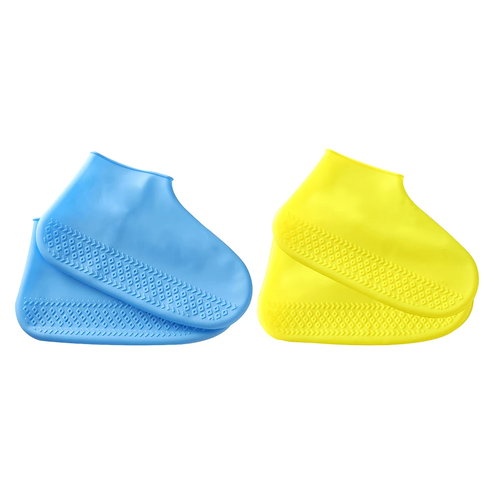 

2 Pairs Reusable Overshoes Waterproof Cover Protector Foot Protectors for Feet Silicone Case Anti Skid Shoes Travel Camping Rain