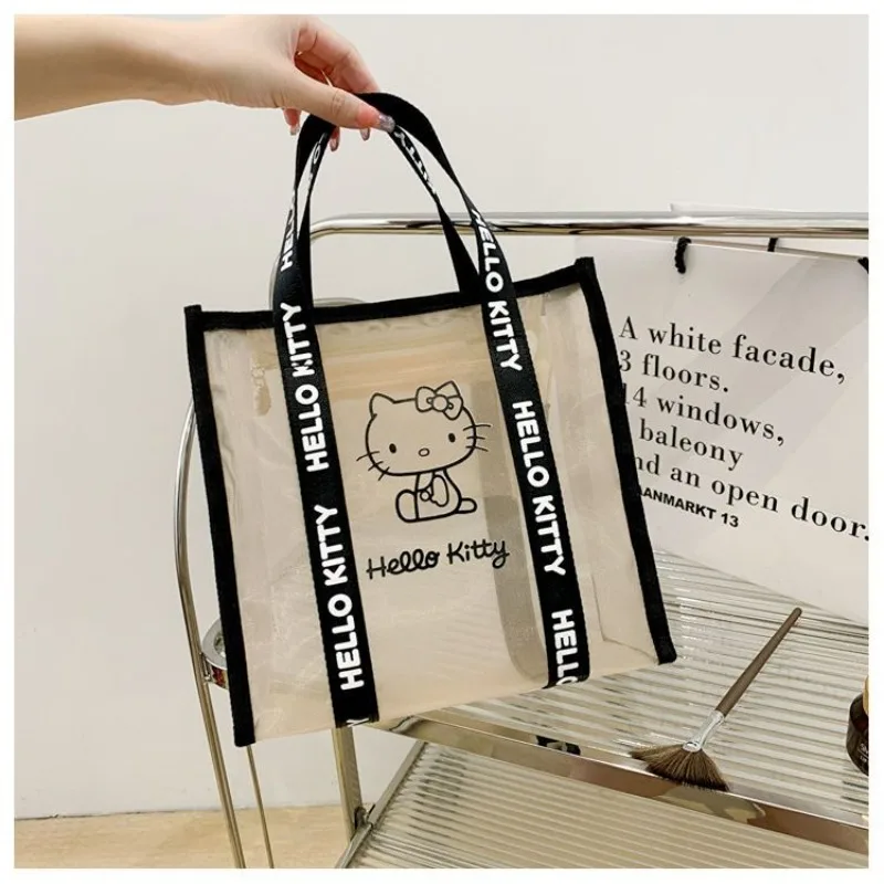Kawaii Hello Kitty Mesh Portable Cosmetic Bag, Water Leaking Portable Toiletries and Bathing Supplies Storage Handbag, Gift - view 5