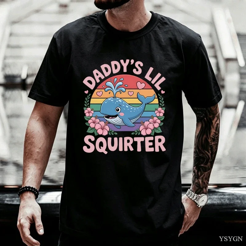 Unisex T‑shirt Cute Cartoon Whale Graphic Tee Crew Neck Short Sleeve Retro Men Sunset Floral Heart Ocean Animal Casual Top