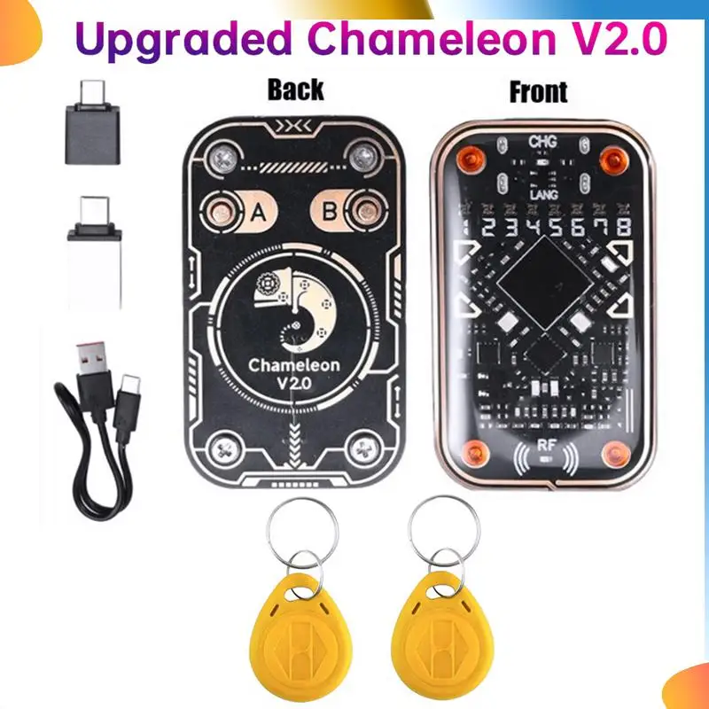 B48A Chameleon Ultra V2.0 Smart Card Emulator+2X5200 Keychain RFID Smart Chip Reader 125K 13.56M Card Decode NFC Duplicator