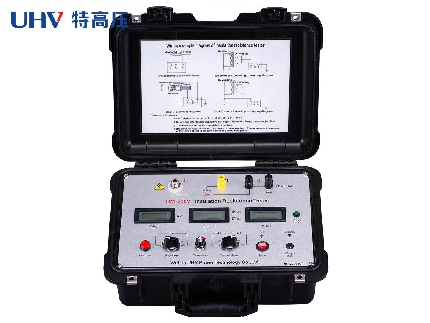 G GM-20kv Electronic insulated megohm meter High power and high voltage megohm meter Insulated digital megohm meter