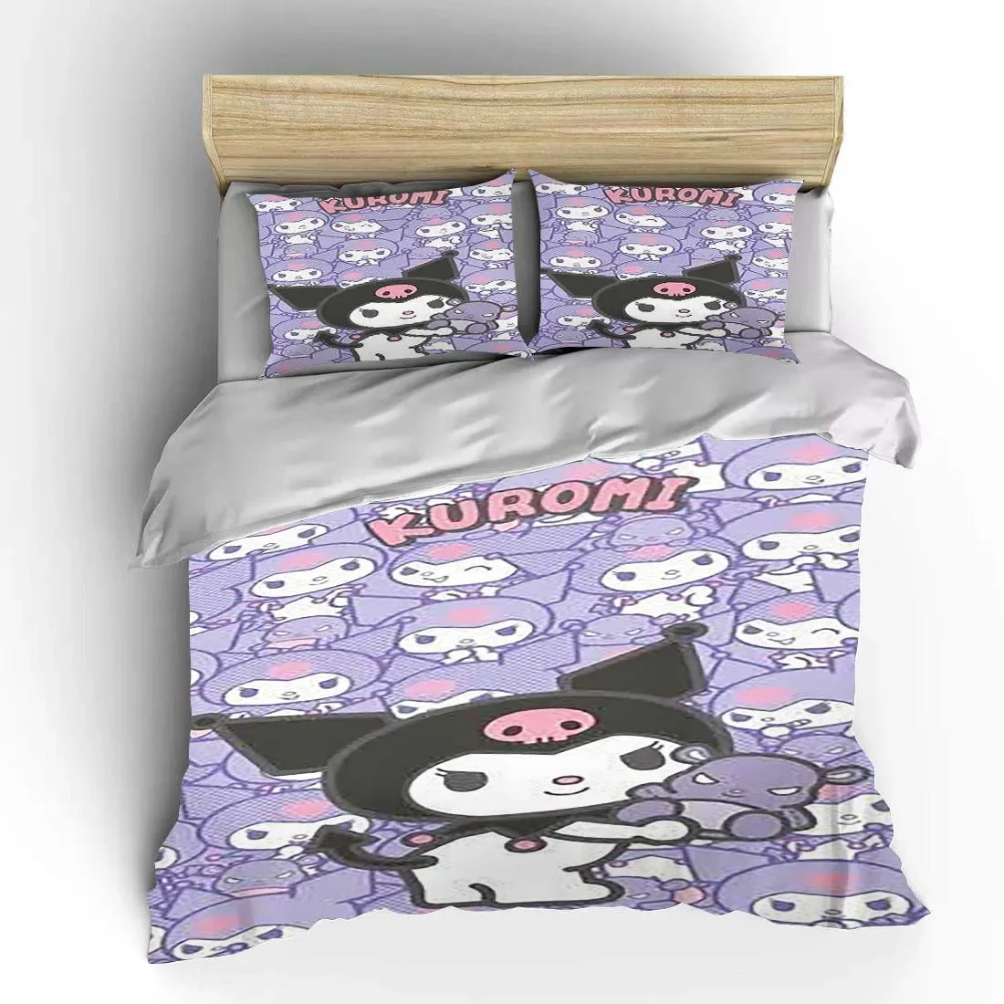 

Sanrio Kuromi Bedding Set Hello Kitty Baby 3 Pieces Set King Size Girl Bed Set US Twin Adult Bed Cover Bedroom Decor Duvet Gift