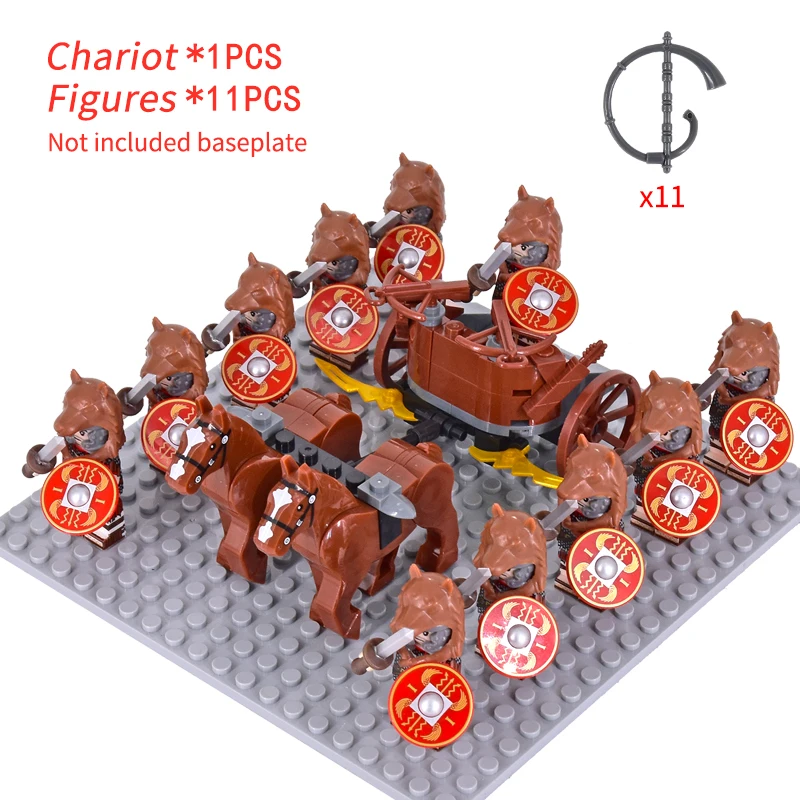 MOC Medieval Rome Chariot Signifer Castle Figures Roman Soldiers War Horse Military Building Blocks Bricks Toy for kid XMAS gift