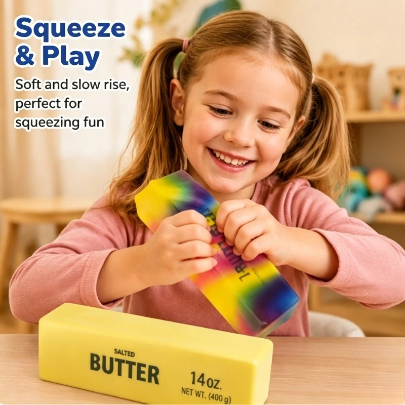 Giant Creamy Butter Bar Slow Rising Squishy Toy Soft Sensory Stretchy Strip Kids Fidget Toy Reusable Classroom Birthday Party Re